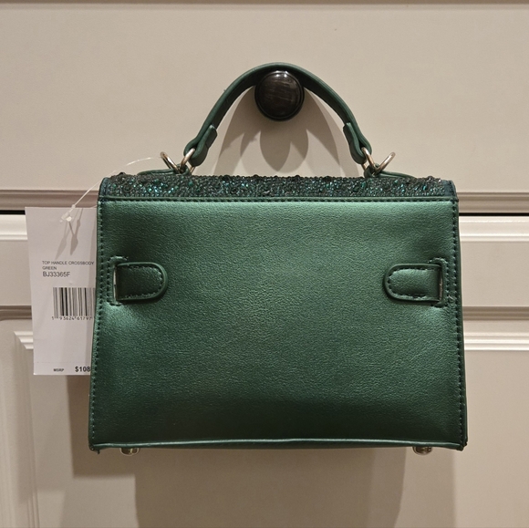 NWT Betsey Johnson Emerald Green Rhinestone Buckle Strap Purse - Picture 4 of 14